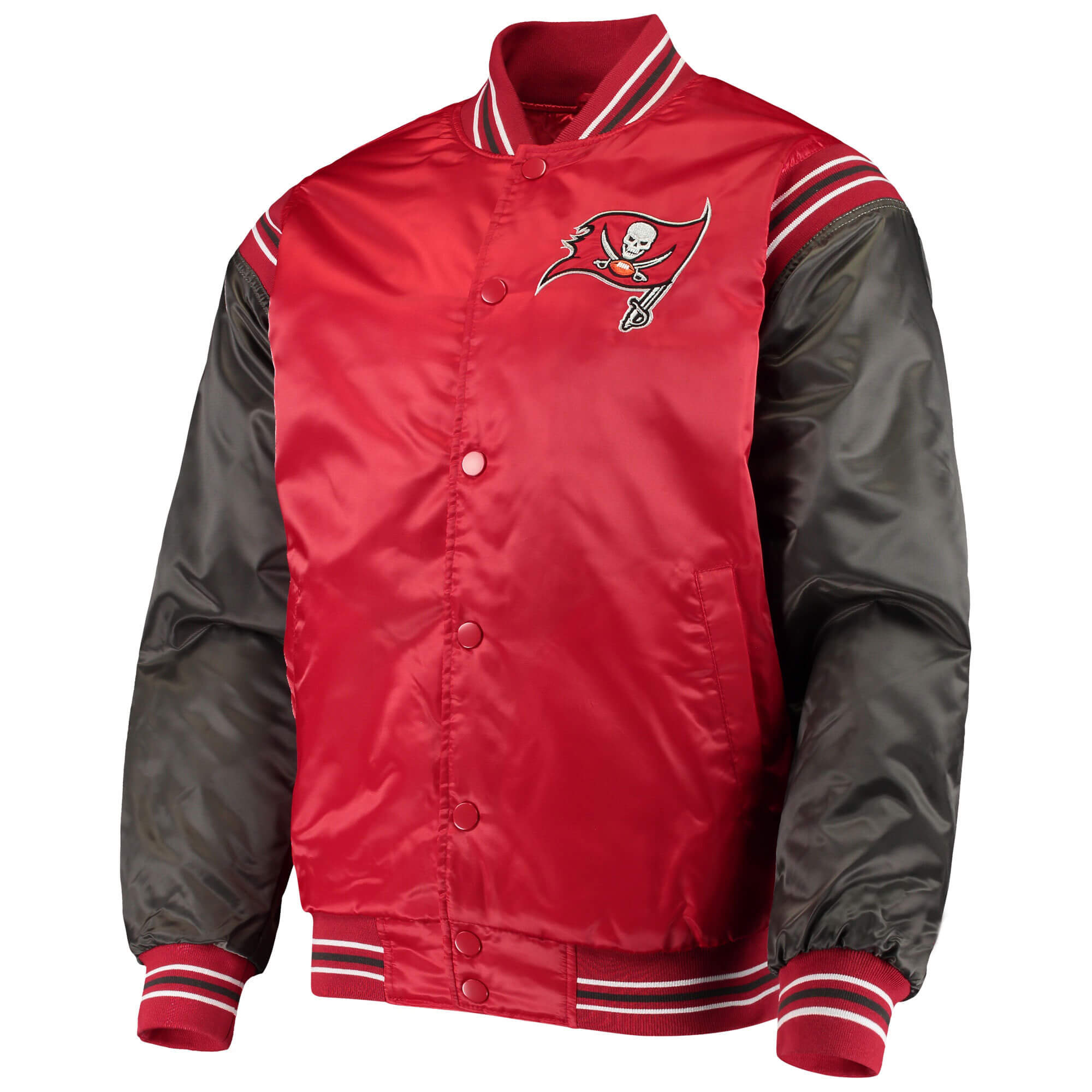 Red Pewter Tampa Bay Buccaneers Enforcer Satin Jacket (1) Red Pewter Tampa Bay Buccaneers Enforcer Satin Jacket