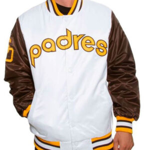 San Diego Padres Brown And White Satin Jacket