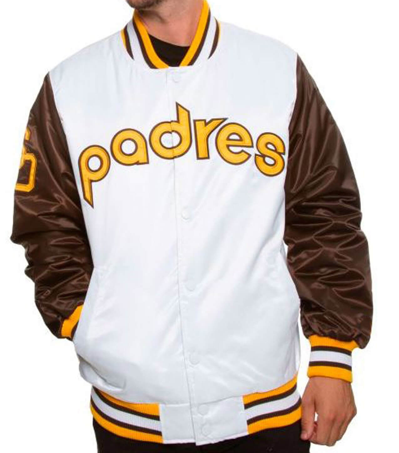 San Diego Padres Brown And White Satin Jacket (1) San Diego Padres Brown And White Satin Jacket