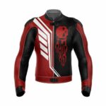 Skull Motorcycle Racing Red Leather Jacket