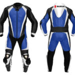 Suzuki Blue And black Motorcycle Leather Suit