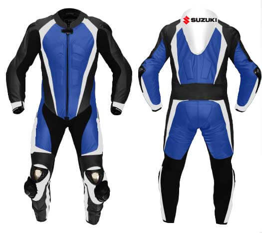 Suzuki Blue And black Motorcycle Leather Suit (1) Suzuki Blue And black Motorcycle Leather Suit