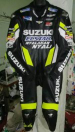 Suzuki Ecstar Motorcycle Black Leather Suit