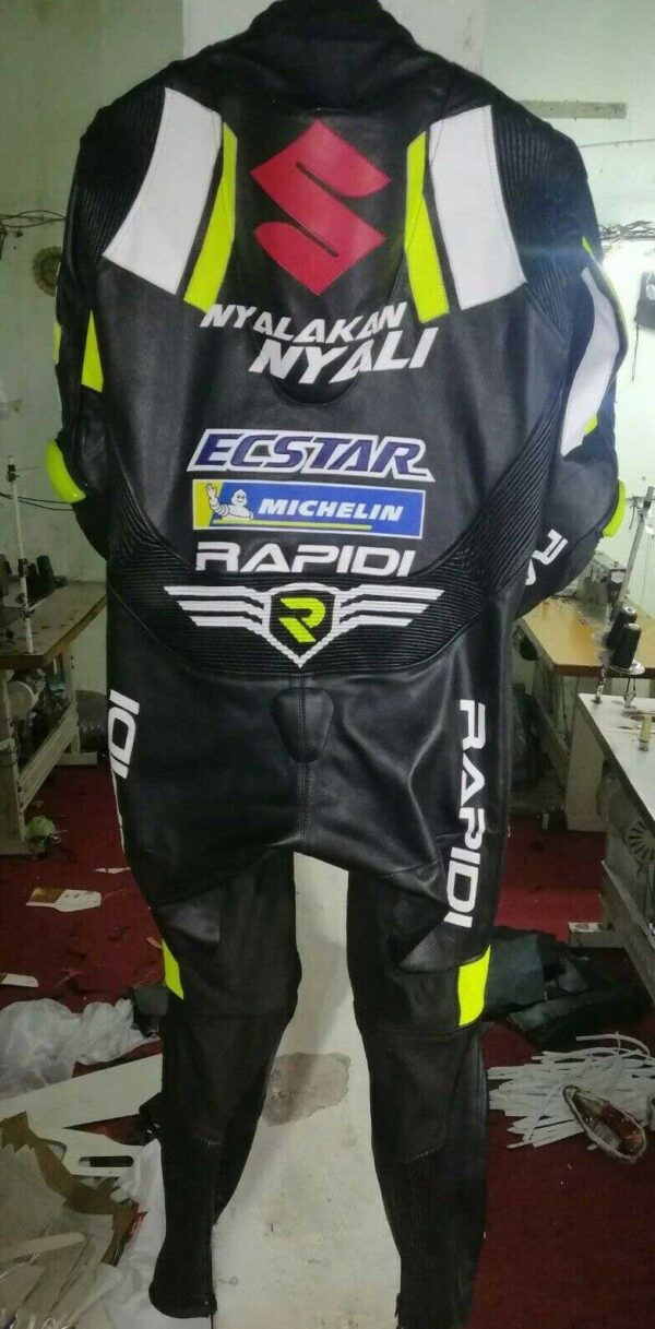 Suzuki Ecstar Motorcycle Black Leather Suit