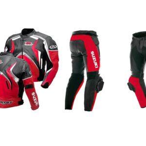 Suzuki GSXR Motorcycle Black And Red Leather Suit