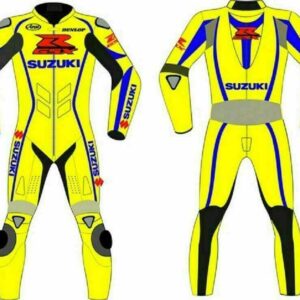 Suzuki GSXR Motorcycle Yellow Leather Suit