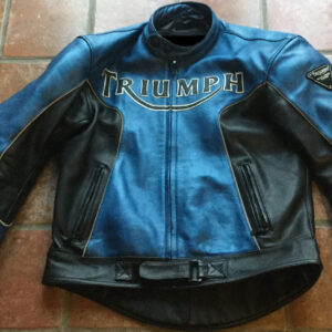 Triumph Motorcycle Black And Blue Leather Jacket