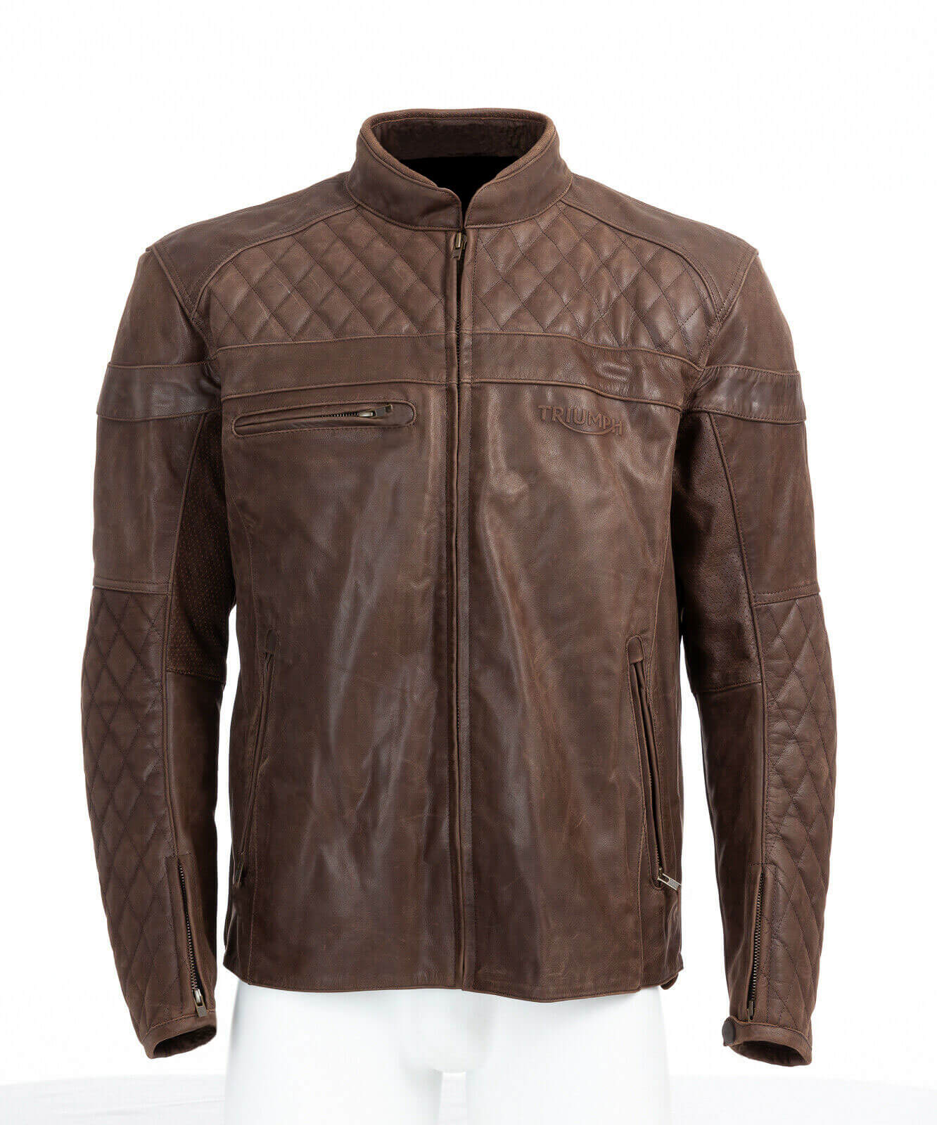 Triumph Motorcycle Brown Leather Jacket - Maker of Jacket