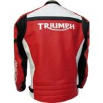 Triumph Motorcycle Red And White Racing Leather Jacket