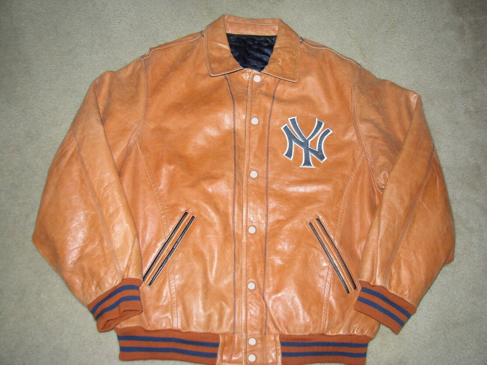 Vintage 1990's Mirage New York Yankees Leather Jacket - Maker of