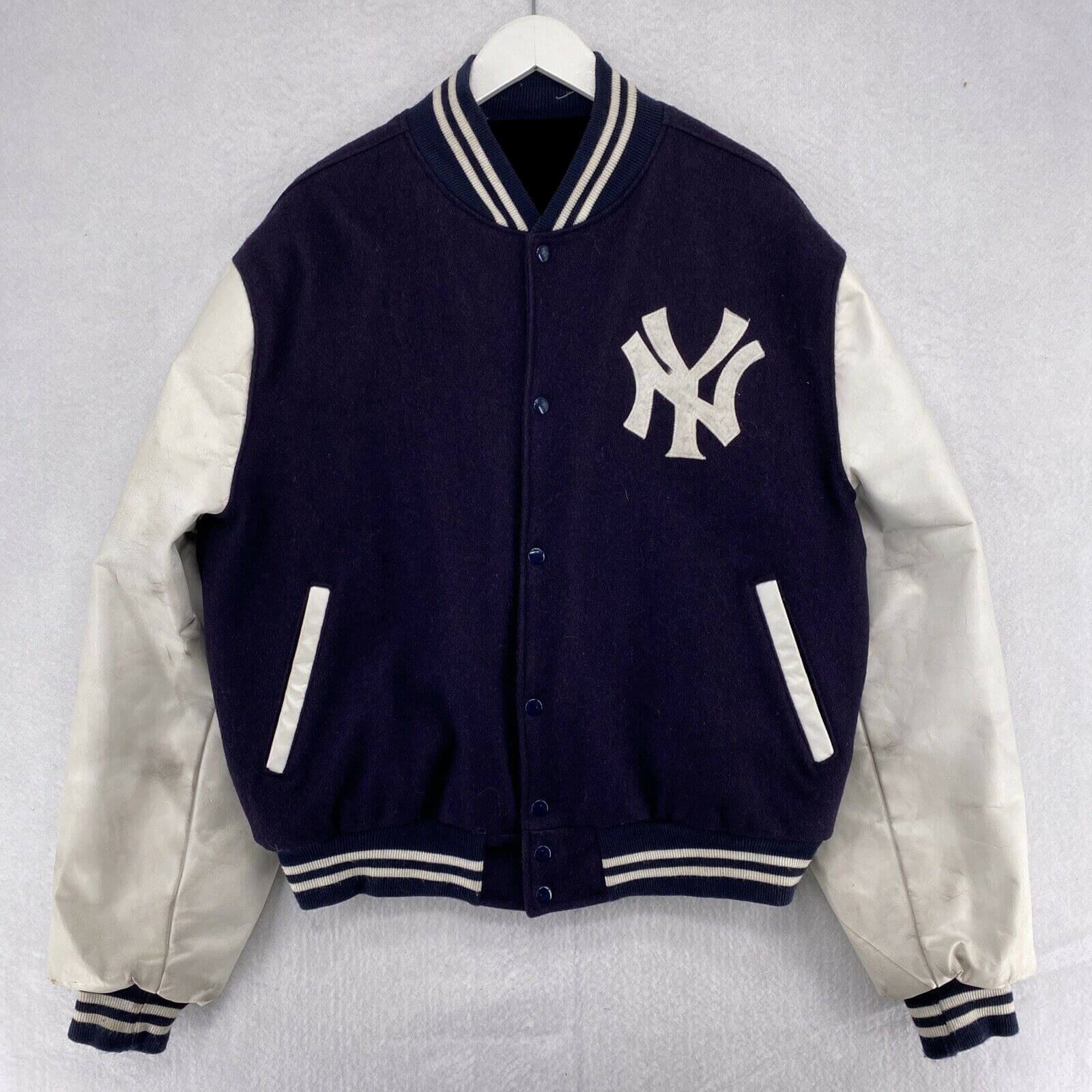 Men's Navy New York Yankees The Captain III Full-Zip Varsity Jacket