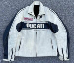 White Black Ducati Motorcycle Racing Leather Jacket