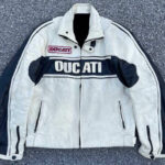 White Black Ducati Motorcycle Racing Leather Jacket