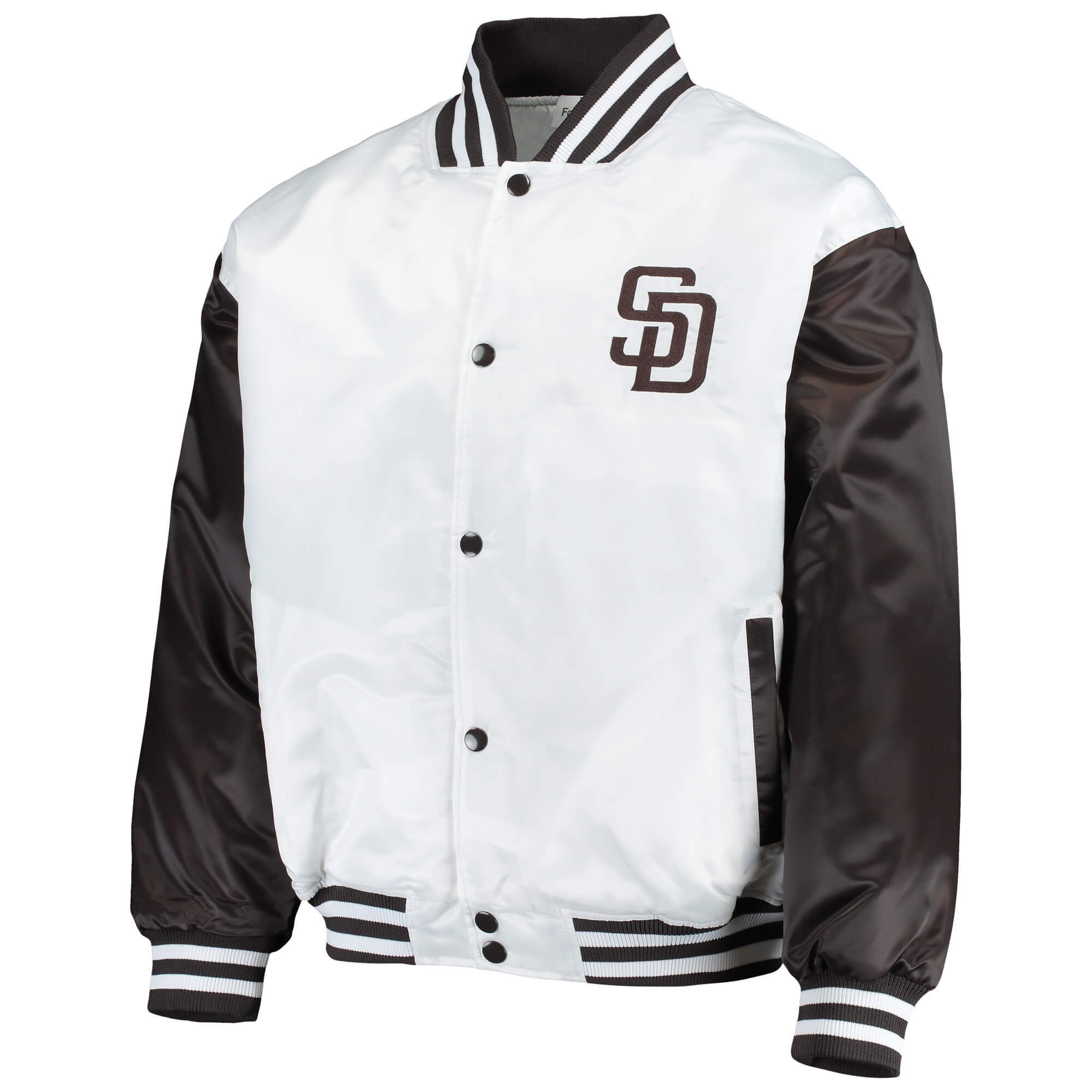 White Brown San Diego Padres Satin Full Snap Jacket (2) White Brown San Diego Padres Satin Full Snap Jacket
