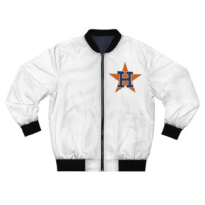 White Houston Astros Bomber Satin Jacket