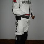 White Suzuki GSXR Motorcycle Leather Suit