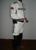 White Suzuki GSXR Motorcycle Leather Suit