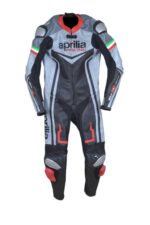 Aprilia Motorcycle Racing Black And Gray Leather Suit