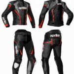 Aprilia Motorcycle Racing Black And Red Leather Suit