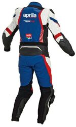 Aprilia Motorcycle Racing Blue And Black Leather Suit