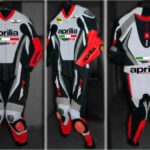 Aprilia Motorcycle Racing Gray And Black Leather Suit