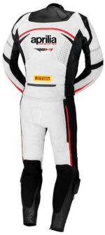 Aprilia Motorcycle Racing White Leather Suit