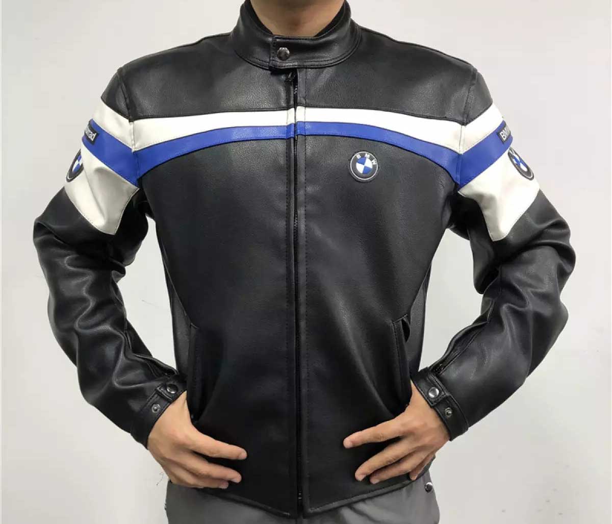 BMW Motorrad Motorcycle Black Leather Jacket - Maker of Jacket
