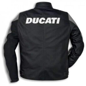 Black Gray Ducati Motorcycle Racing Leather Jacket