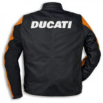 Black Orange Ducati Motorcycle Racing Leather Jacket