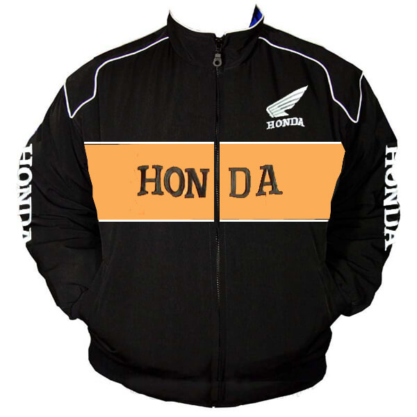 Black Orange Honda Racing Windbreaker Jacket (1) Black Orange Honda Racing Windbreaker Jacket