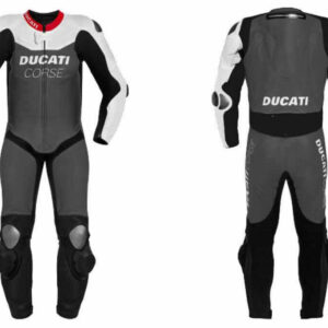 Ducati Corse Motorcycle Gray Leather Suit
