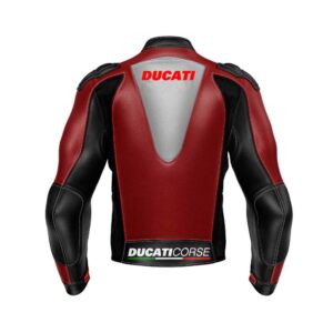 Ducati Corse Motorcycle Maroon And Gray Leather Jacket