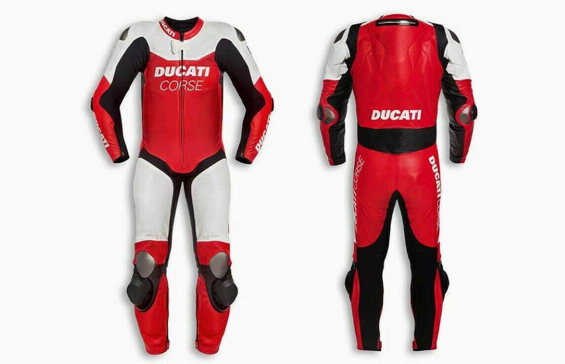Ducati Corse Motorcycle Red And White Leather Suit (1) Ducati Corse Motorcycle Red And White Leather Suit