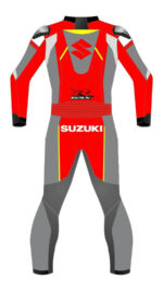 GSXR Suzuki Ecstar Motorcycle Red And Gray Leather Suit