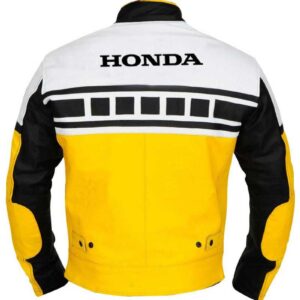 Honda Motorcycle Yellow And Black Leather Jacket