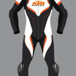 KTM Motorcycle Racing Gray And White Leather Suit