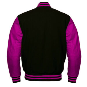 Letterman Baseball Black And Pink Varsity Jacket