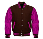 Letterman Baseball Brown And Pink Varsity Jacket