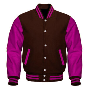 Letterman Baseball Brown And Pink Varsity Jacket