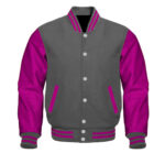 Letterman Baseball Gray And Pink Varsity Jacket