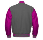 Letterman Baseball Gray And Pink Varsity Jacket