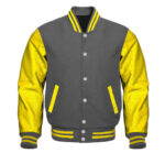 Letterman Baseball Gray And Yellow Varsity Jacket