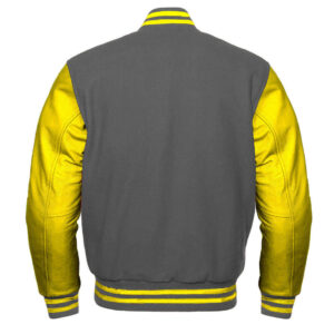 Letterman Baseball Gray And Yellow Varsity Jacket