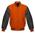Letterman Baseball Orange And Black Varsity Jacket