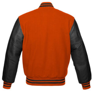 Letterman Baseball Orange And Black Varsity Jacket