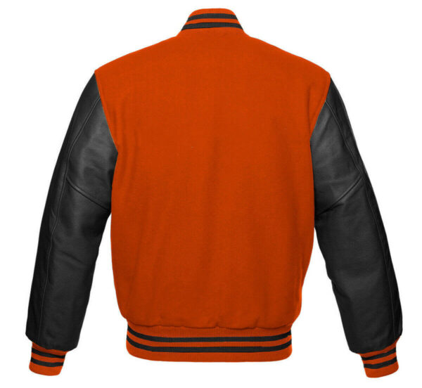 Letterman Baseball Orange And Black Varsity Jacket