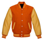 Letterman Baseball Orange And Golden Varsity Jacket