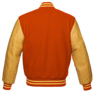 Letterman Baseball Orange And Golden Varsity Jacket