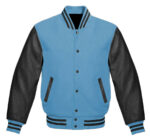 Letterman Baseball Sky Blue And Black Varsity Jacket