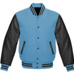 Letterman Baseball Sky Blue And Black Varsity Jacket